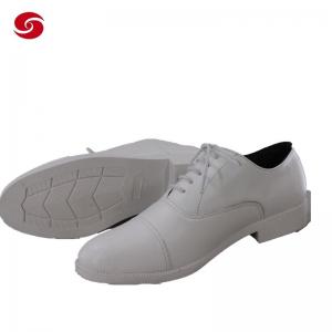 China White Navy Leather PU Army Parade Shoes Military Parade Officer Shoes supplier