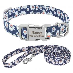 China Odm Oem Personalized Dog Collars And Leashes With Name Plate supplier