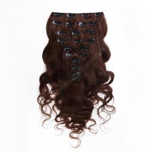 China Dark Brown Clip In Colored Hair Extensions Body Wave Indian Virgin Hair 7A Grade supplier