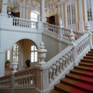 White Marble Stair Railing Designs Stone Staircase Column Baluster Handrail Home Decoration Modern Luxury Villa
