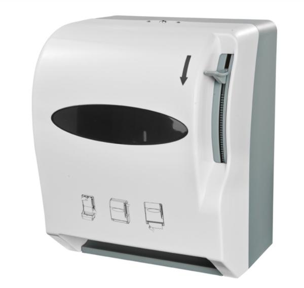 Level Push Activated Roll Paper Hand Towel Dispenser, ABS plastic, White color, wall mounted
