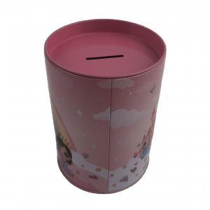 China Round Small Tin Gift Box Money Saving Tins With Coin Slot On Lid supplier