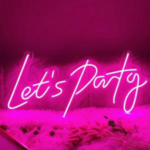 Party Decor RGB Handmade Neon Sign Transparent Acrylic Lets Party Neon Sign