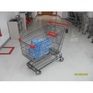 China Grey Powder Coating Asian Type Wire Shopping Trolley 210L With 4 Swivel 5 Inch Casters wholesale