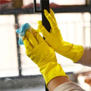 Flocklined Kitchen Rubber Gloves  Waterproof Household Cleaning Latex Gloves