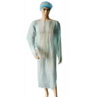 China Cast Polyethylene Disposable Blue Gowns With Long Sleeves Open Back Side on sale