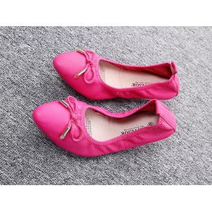 China high quality rose red sheepskin girl students shoes women designer shoes foldable flat shoes pointed ballet shoes BS-16 supplier