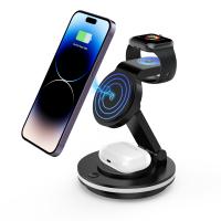 China 4 In 1 Wireless  Portable Magnetic Iphone Charger Lamp Charging Station For Phone Earphone Watch on sale
