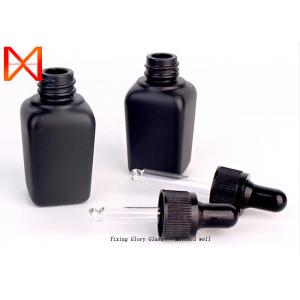 China 25ml Square Essential Oil Dropper Bottles Container Matte Black With Dropper supplier