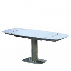 China Extended Durable Glass Steel Dining Table Multifunctional With Glass Top supplier