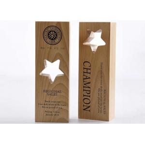 Wooden Custom Trophy Cup Engraving / Lasing Logo Star Design Awards For Staff