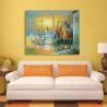 China Sailling Boats Oil Painting Harbor , Modern Sunset Landscape Painting wholesale