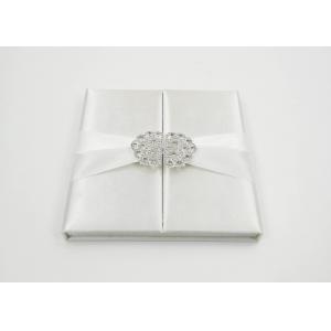China Elegant White Silk Cardboard Present Gift Box Wedding Invitation With Bow / Buckle supplier
