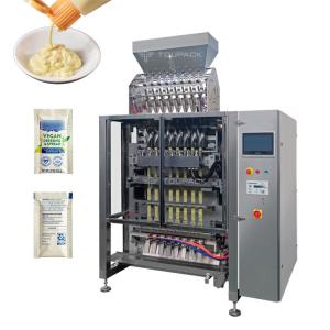China 3 Side Seal Automated Packaging System Shampoo Mayonnaise Liquid Filling Sachet Mustard Packing Machine supplier