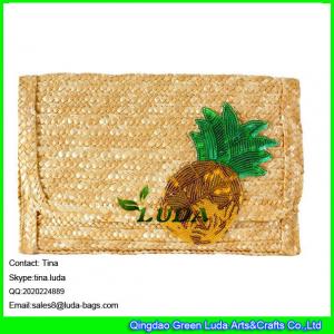 China LUDA designer handbags straw purse sequins pineapple wheat straw clutch bag supplier