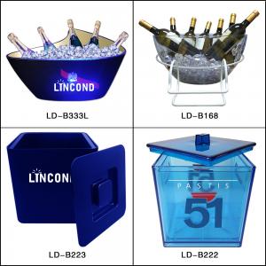 China Custom Logo Bar Led Wine Cooler Plastic Acrylic Ice Bucket Big Capacity supplier
