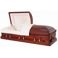 China Compact Solid Mahogany Wooden Coffin , Eco Friendly Caskets Non Toxic on sale