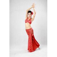 China 2pcs Halter Neck Red Metallic Belly Dance Performance Wear Bras & Skirt Belly Dance Clothes on sale