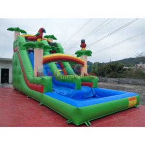 Pvc Tarpaulin Kids Inflatable Water Slide With Pool / Commercial Bounce House Water Slide