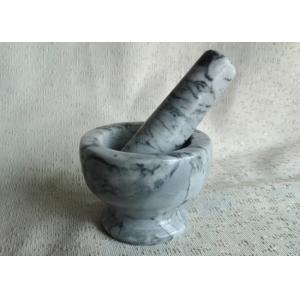 China Household Stone Mortar And Pestle , Solid Marble Stone Bowl With Masher supplier