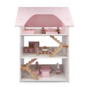 China Wooden three-story villa girl DIY simulation home large house pink doll house early education educational toys supplier