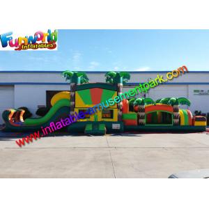 Inflatable Sport Obstacle Course Bouncer Dual Lane Module Tropical With Tree