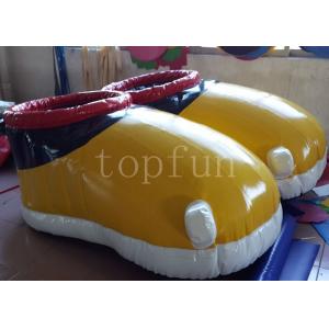 Yellow PVC Inflatable Shoes For Walking Race Interesting Inflatable Soccer Field