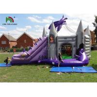 China Purple / Grey Inflatable Jumping Castle With Dragon Slide Roofed Playground on sale