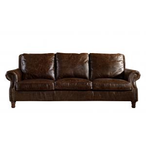 Dark Brown Real Soft Leather Sofa Set , 3 Seater Leather Sofa Couch Settee Sumptuous Type