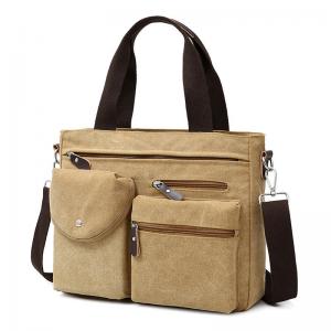 China Washable Mens Canvas Briefcase Laptop Bag For 11.6 / 14 Inch Notebook Computer supplier