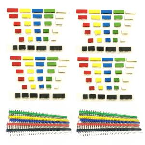 150pcs Colored 2.54mm Straight Pin Header Strip Female Socket PCB Connectors Kit