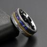 China 8mm Fashion Men's Guitar String Silver Tungsten Ring with Blue Sandstone Inlay Third Party Appraisal Diamond Shape Other wholesale
