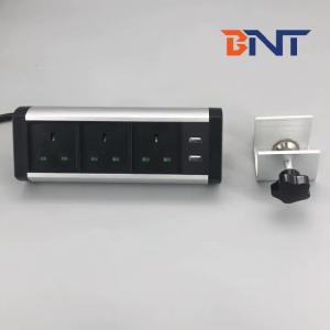UK 3 ways electrical clamp on office desk power socket with usb port