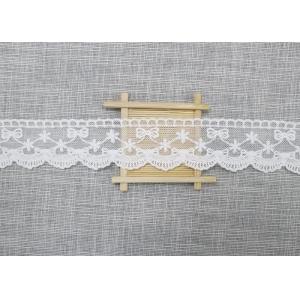 China White Embroidered Lace Trim For Smocked Dress / Lace Ribbon Embroidery Fabric supplier