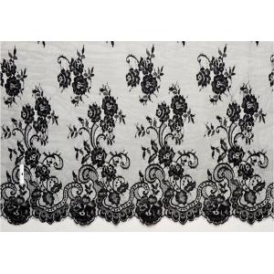 China french lace fabric/eyelash lace fabric/black lace/Swiss Voile Chantilly Lace supplier