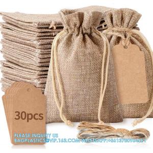 Burlap Gift Bags And 30Pcs Gift Tags With Drawstring, Wedding Hessian Linen Sacks Bag, Jewelry Pouches For Birthday