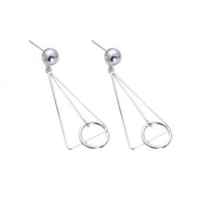 Women Korea Fashion Deometric Drawing 925 Sterling Silver Drop Dangle Earrings (058000)