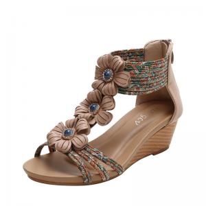 BS163 Wedge Heel Sandals Women'S Seasonal New Ethnic Style All-Match High-Heeled Platform Open-Toe Fashion Mother Sandal