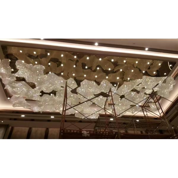 China Hand Woven Crystal Cloud Chandelier Custom Crystal Ribbon Lamp Art Deco High Ceiling Chandeliers wholesale