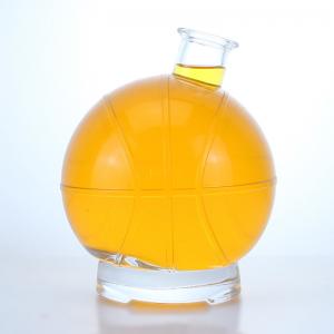 China Whisky Gin Rum Vodka Glass Collar Ball Shape Bottle with Custom Cap and Cork Stopper supplier