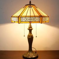 China 30cm 40cm Hexagon Living Room Bed Room Coffee House Hand-crafted Antique Stained Art Glass Table lamp on sale