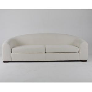 Luxury And Modern White Boucle Living Room Sofa With Wooden Legs