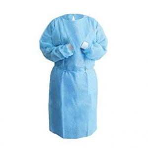 China Blue Disposable Isolation Gown , Long Sleeve Disposable Hospital Gowns Light Weight supplier