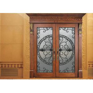 China Glass Lowes Wrought Iron Entry Doors And Glass Agon Filled 22*64 inch Size Durable wholesale