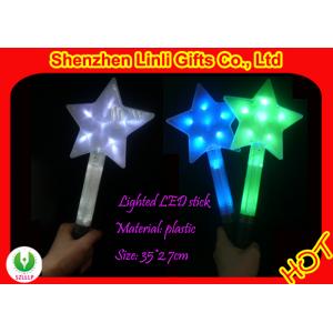 China LED flashing toys- Plastic red, yellow, blue star light up novelties / wands / sticks toy supplier