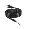 Cable de extensión de extremo abierto de 3P, enchufe NEMA 5-15P a cable pelado, cable de alimentación de 14AWG con clip de alivio de tensión, uso en interiores/exteriores