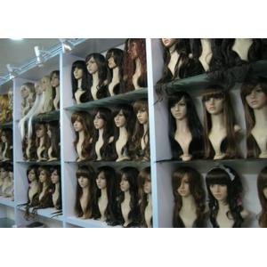 OEM Personalized Black Brown Wavy Human Hair Full Lace Wigs / Synthetic Wigs