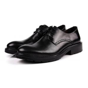 China Handmade Footwear Mens Black Lace Up Dress Shoes Comfortable With Thick Platforms supplier