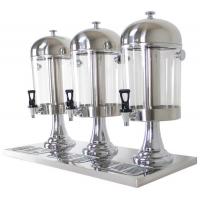China 3-Head Beverage Dispenser 3 x 8.0Ltr Polycarbonate Container Stainless Steel Domed Lid Drip Free Spout on sale