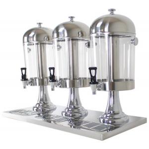 3-Head Beverage Dispenser 3 x 8.0Ltr Polycarbonate Container Stainless Steel Domed Lid Drip Free Spout